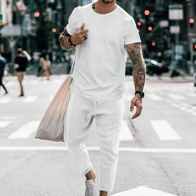 Round Neck Short Sleeve T-shirt Casual Fashion Men's Trousers Suit 2668south