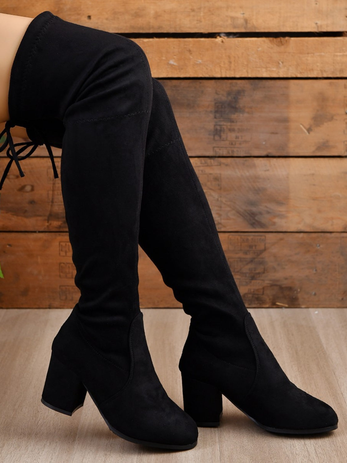 Round Toe Block Heel Boots 2668south