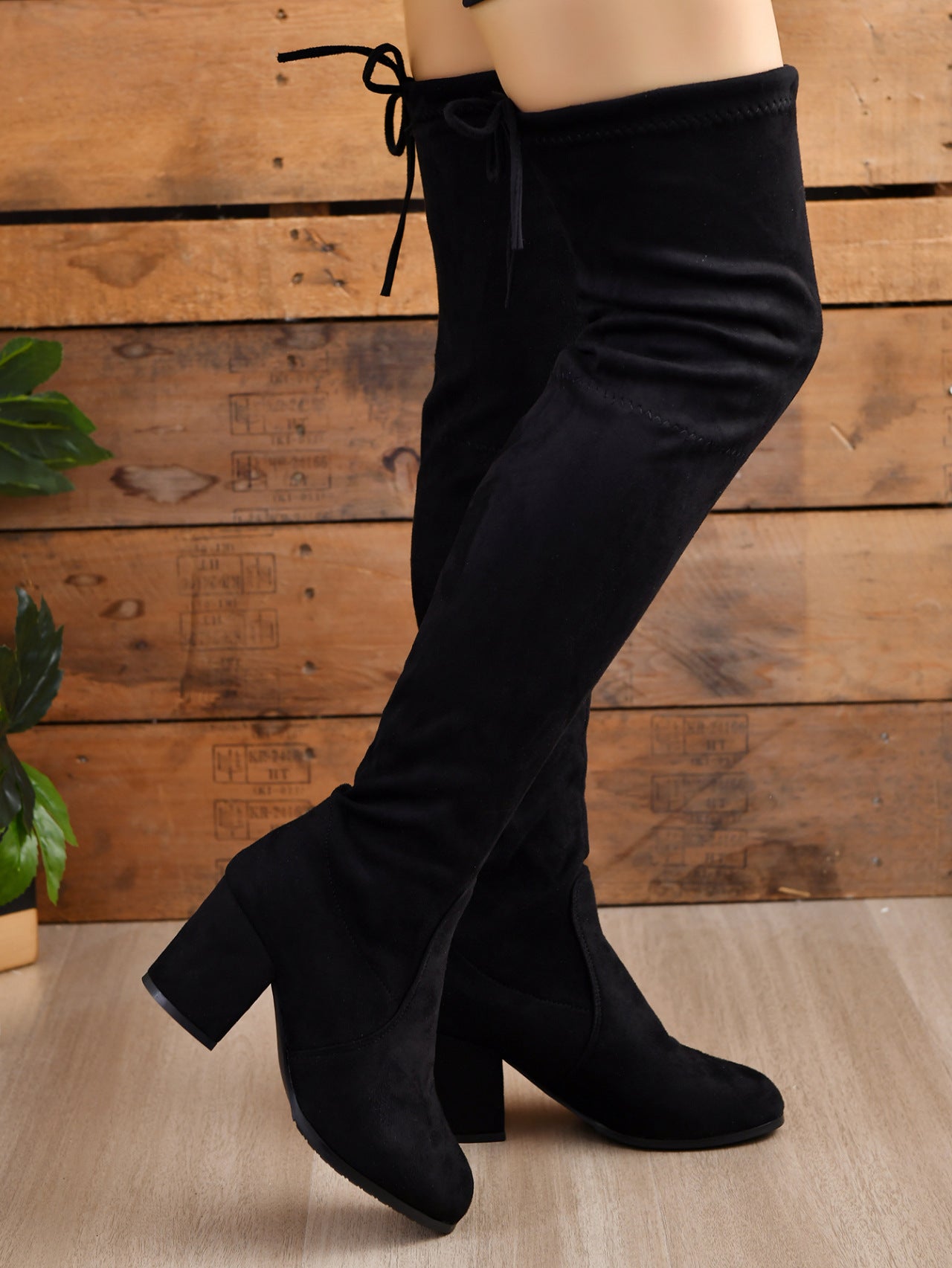 Round Toe Block Heel Boots 2668south