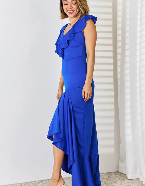 Load image into Gallery viewer, Ruffled V-Neck High-Low Dress 2668south
