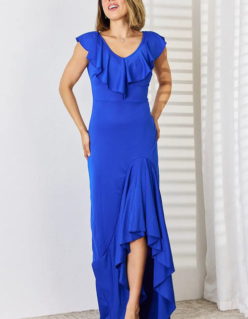 Load image into Gallery viewer, Ruffled V-Neck High-Low Dress 2668south
