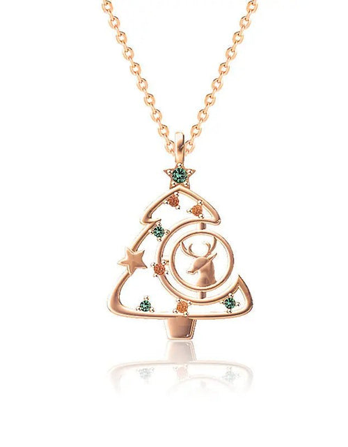 Load image into Gallery viewer, S925 Elk Christmas Tree Necklace Fashion Ins Style Zircon Clavicle Chain Women&#39;s Jewelry 2668south
