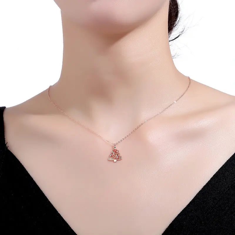 S925 Elk Christmas Tree Necklace Fashion Ins Style Zircon Clavicle Chain Women's Jewelry 2668south