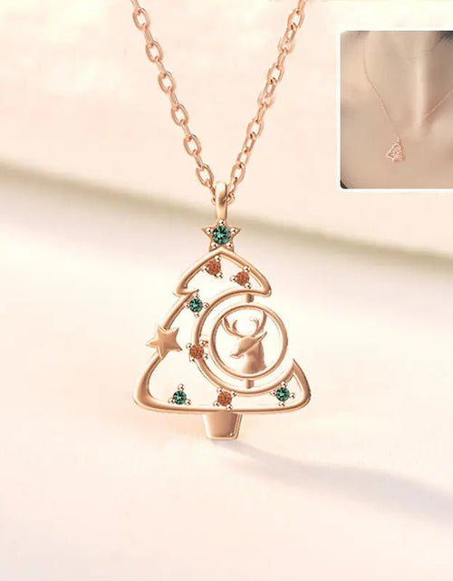 Load image into Gallery viewer, S925 Elk Christmas Tree Necklace Fashion Ins Style Zircon Clavicle Chain Women&#39;s Jewelry 2668south
