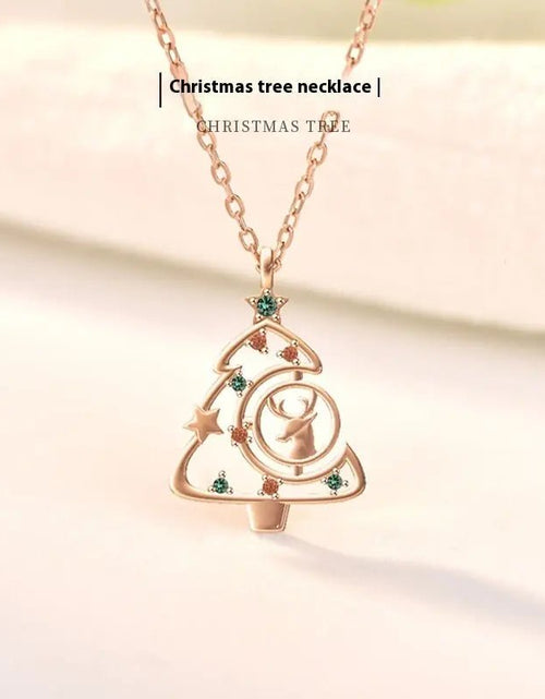 Load image into Gallery viewer, S925 Elk Christmas Tree Necklace Fashion Ins Style Zircon Clavicle Chain Women&#39;s Jewelry 2668south
