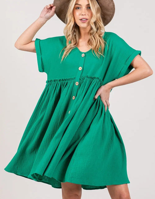 Load image into Gallery viewer, SAGE + FIG Full Size Button Up Short Sleeve Dress 2668south
