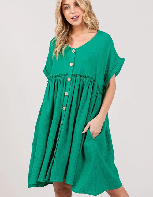 Load image into Gallery viewer, SAGE + FIG Full Size Button Up Short Sleeve Dress 2668south
