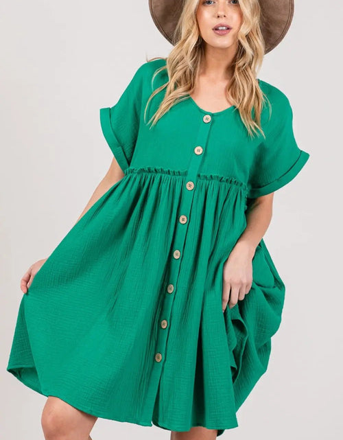 Load image into Gallery viewer, SAGE + FIG Full Size Button Up Short Sleeve Dress 2668south
