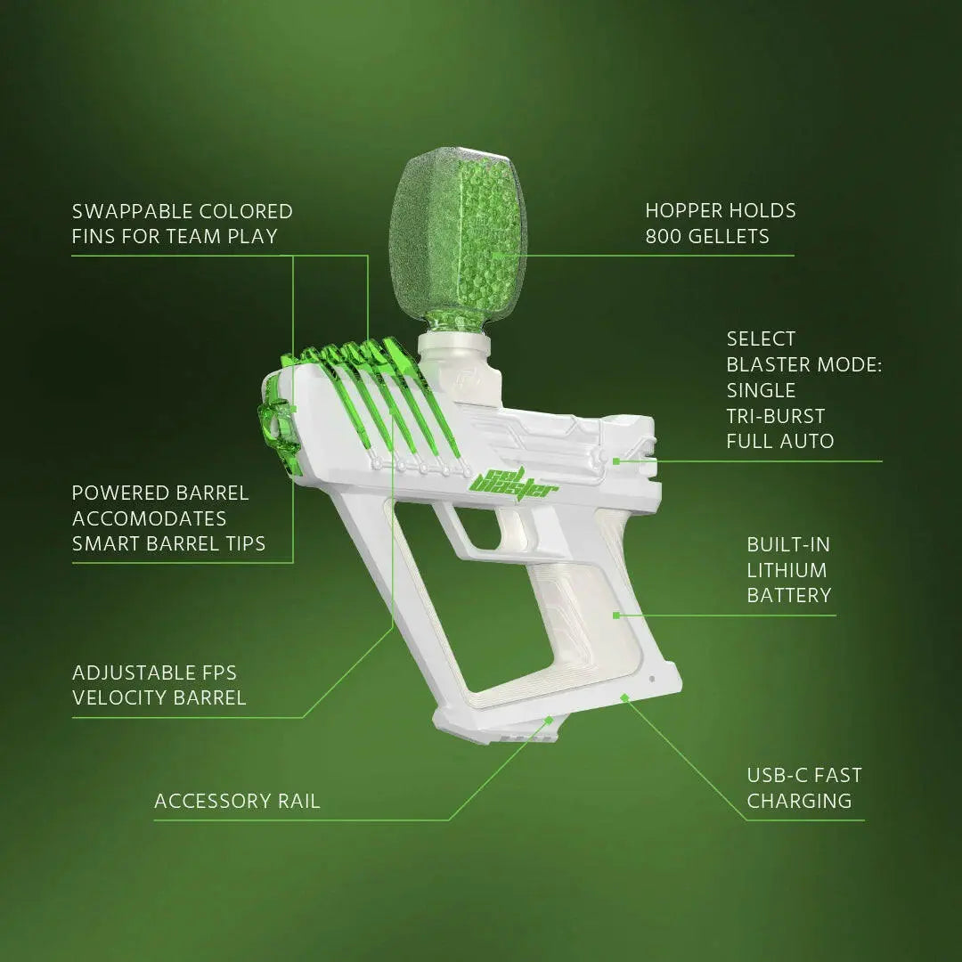 SURGE 1.5, Electric Green, Water-Based Gellet Blaster with 10,000 Electric Green Gellet Pack 2668south