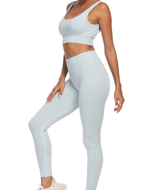 تحميل الصورة إلى عارض المعرض، Seamless Vertical Rib Yoga Suit Breathable Sweat Absorbing Hip Raise High Waist Fitness 2668south
