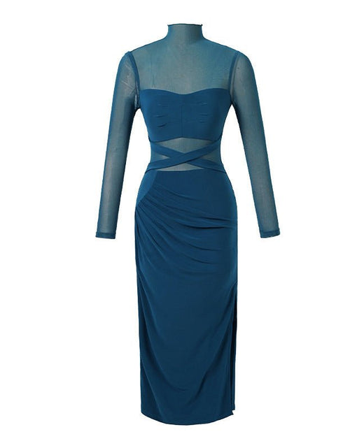 Load image into Gallery viewer, See-through Stitching Slim Fit Slit Dress Base Dress 2668south
