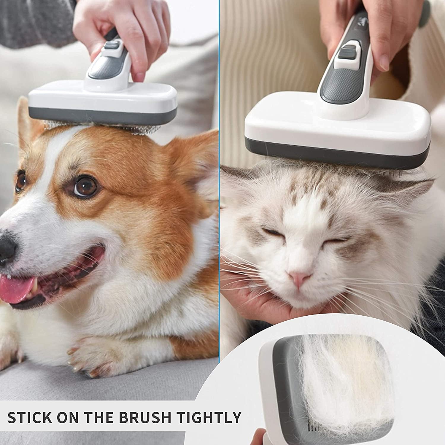 Self Cleaning Dog Brush for Long Haired Short Haired Dogs, Slicker Brush for Dogs Shedding Grooming, Dog Hair Brush for Large Medium Pets, Wire Cat Fur Brush, Pet Brush for Cats, Pet Hair Comb 2668south