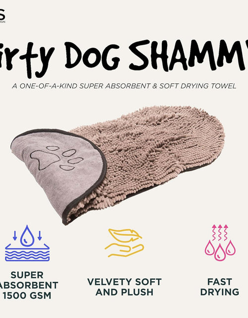 Load image into Gallery viewer, Shammy Dog Towels for Drying Dogs - Heavy Duty Soft Microfiber Bath Towel - Super Absorbent, Quick Drying, &amp; Machine Washable - Must Have Dog &amp; Cat Bathing Supplies | Grey 13X31 2668south
