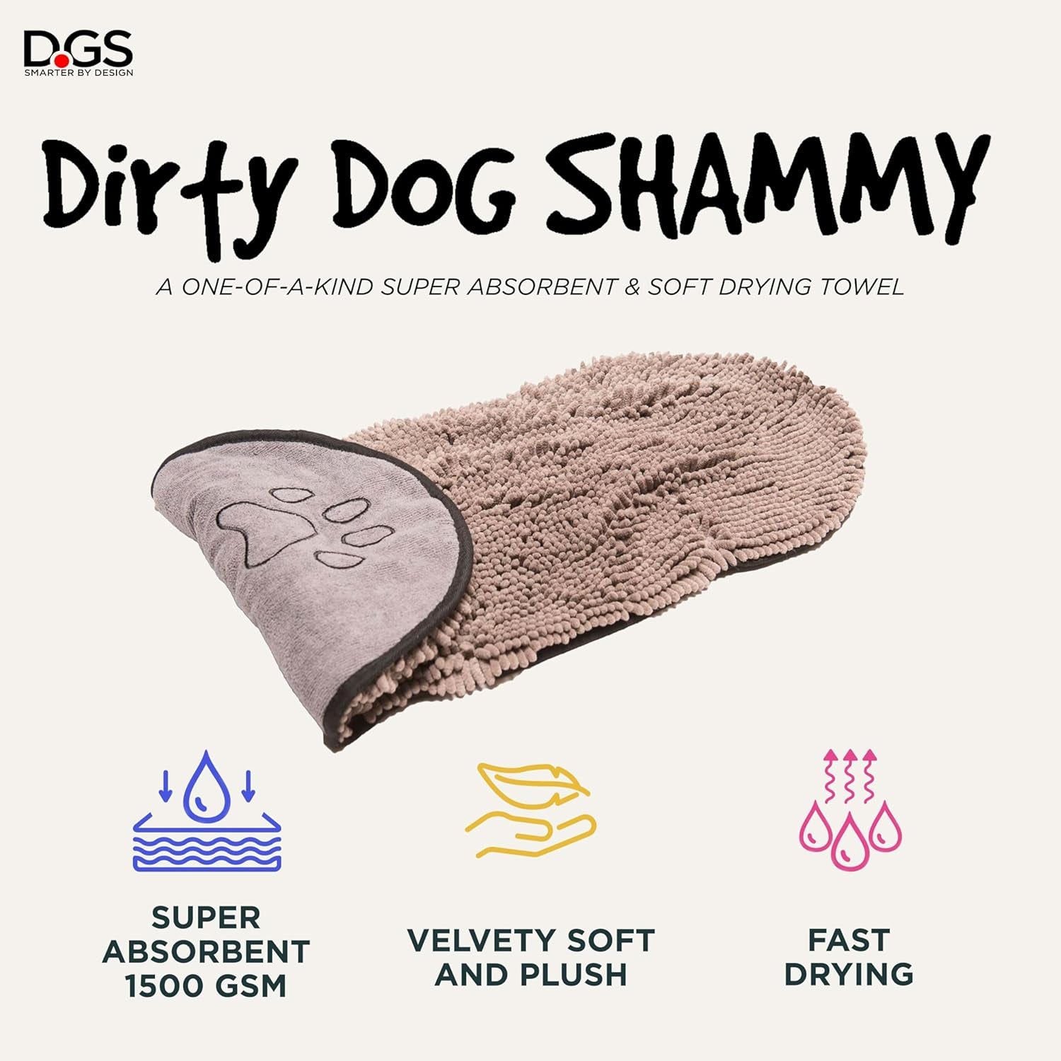 Shammy Dog Towels for Drying Dogs - Heavy Duty Soft Microfiber Bath Towel - Super Absorbent, Quick Drying, & Machine Washable - Must Have Dog & Cat Bathing Supplies | Grey 13X31 2668south