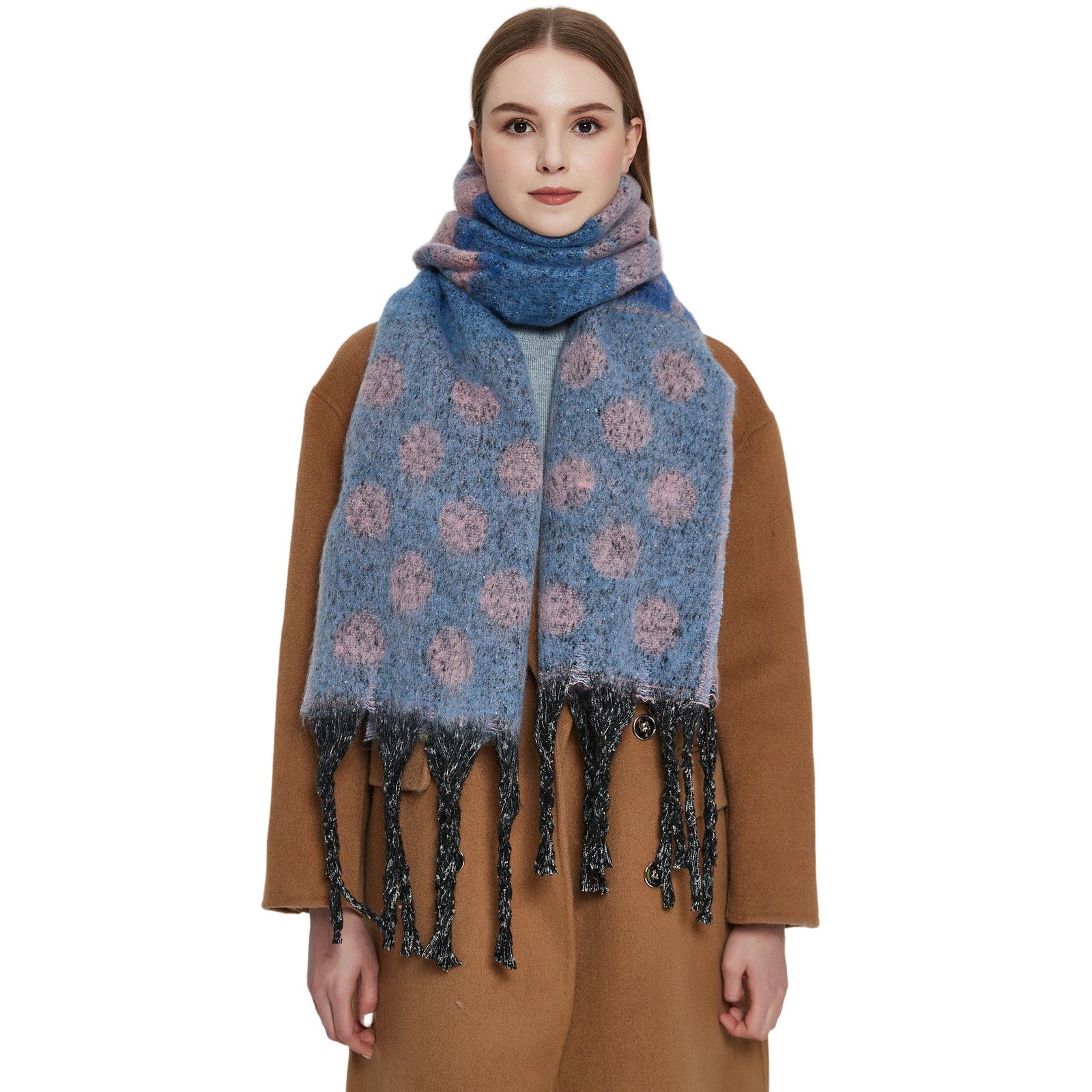 Shawl Thickened Scarf Tassel Jacquard Dot Scarf 2668south