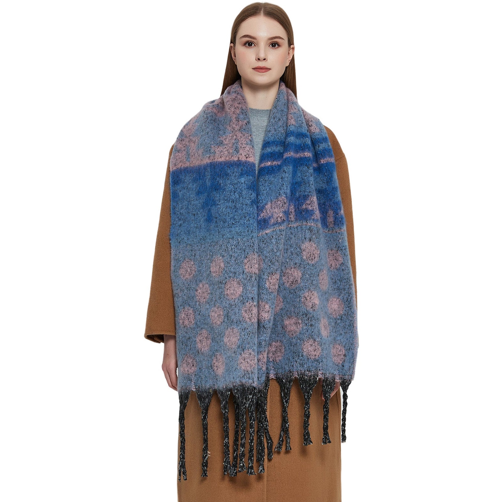 Shawl Thickened Scarf Tassel Jacquard Dot Scarf 2668south