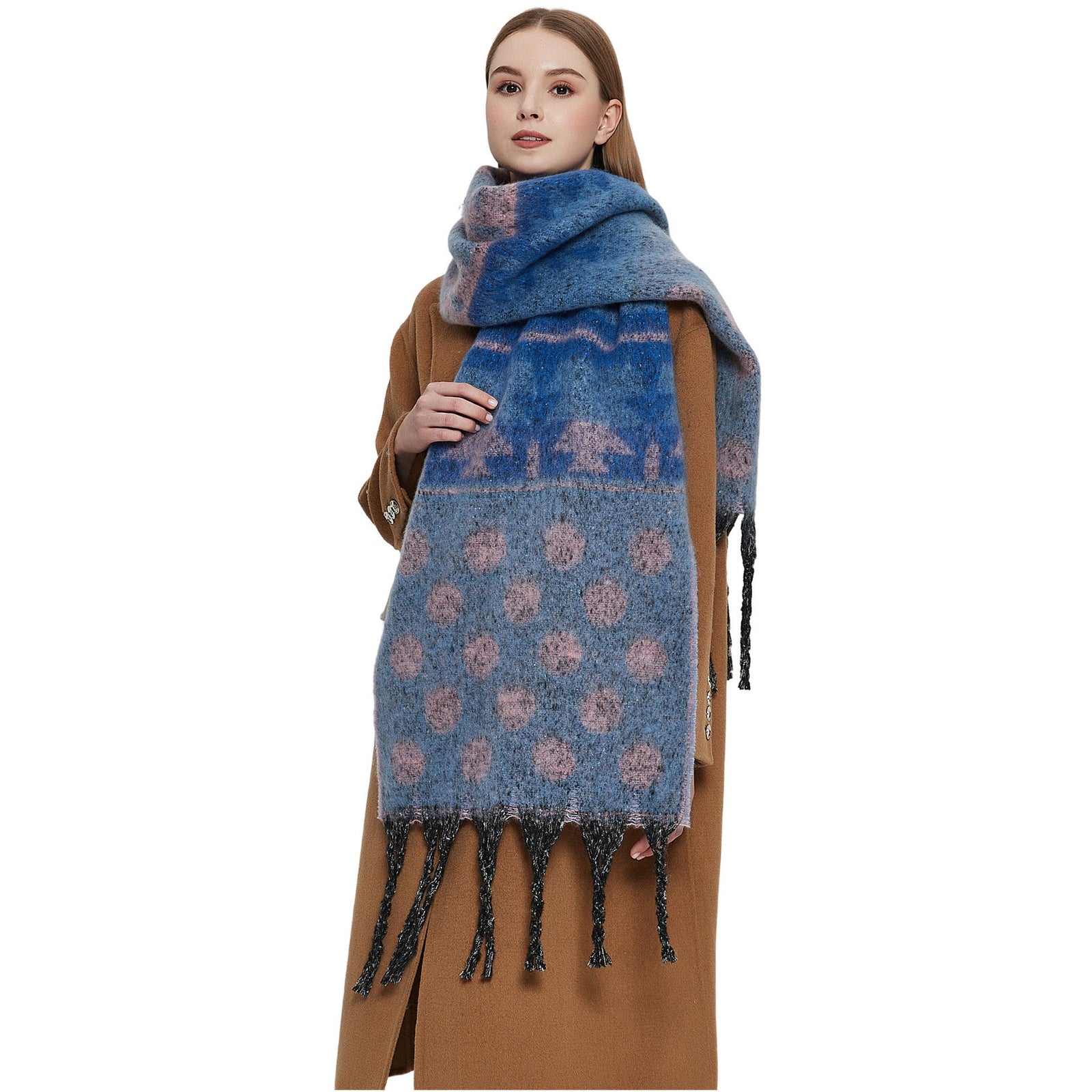 Shawl Thickened Scarf Tassel Jacquard Dot Scarf 2668south