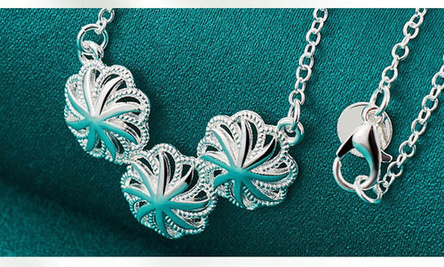 Load image into Gallery viewer, Silver Flower-shaped Hollow Pendant Necklace For Women 2668south
