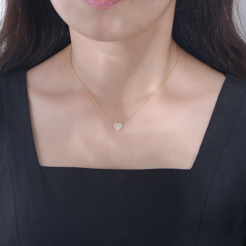 Silver Heart-shaped Zircon Necklace For Women 2668south