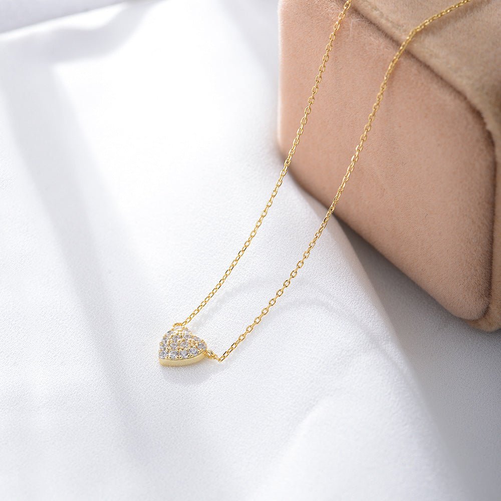 Silver Heart-shaped Zircon Necklace For Women 2668south