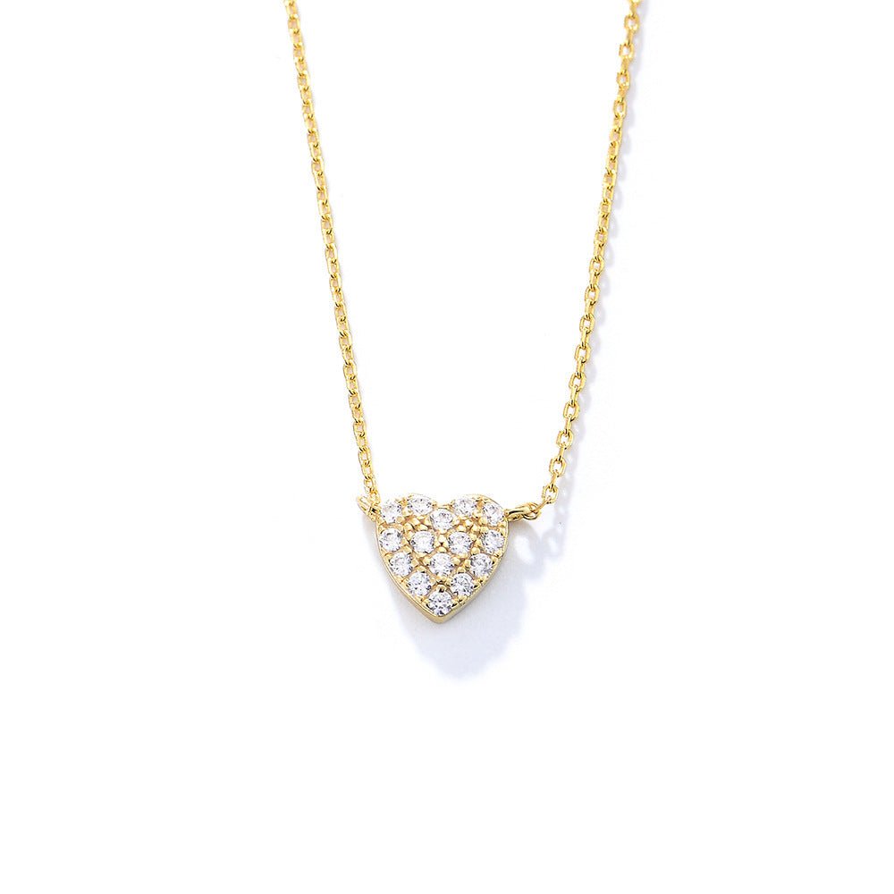 Silver Heart-shaped Zircon Necklace For Women 2668south