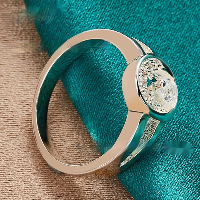 Silver Moon Zircon Ring Women's Fashion 2668south