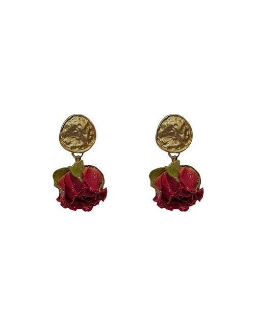 Load image into Gallery viewer, Silver Needle Eternal Rose Earrings Female French Style Retro Minority 2668south
