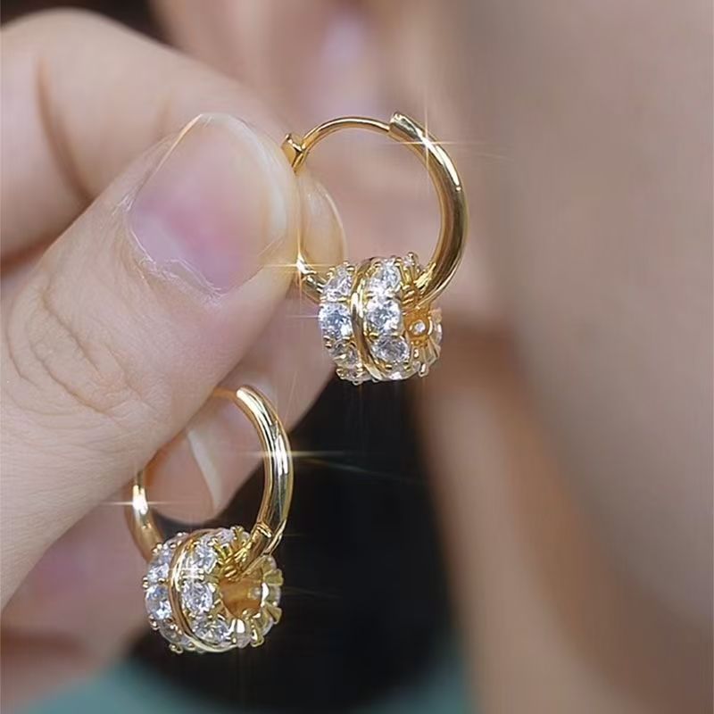 Silver Needle Zircon AB Dual-wear Double-sided Earrings Fashion 2668south