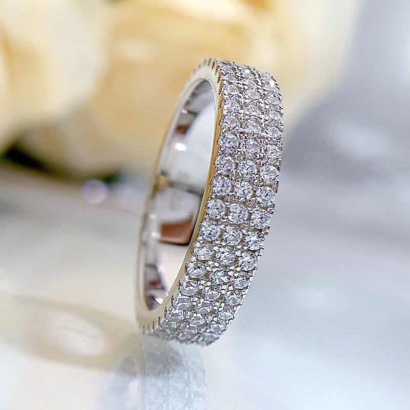 Simple Finger Three Rows Diamond-studded Ring Women's Jewelry 2668south