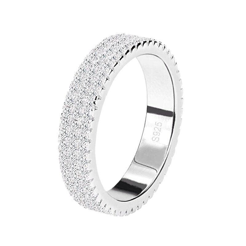 Simple Finger Three Rows Diamond-studded Ring Women's Jewelry 2668south