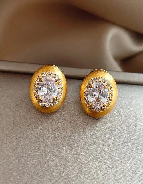 Load image into Gallery viewer, Simple Gold Brushed Zircon Stud Earrings For Women 2668south
