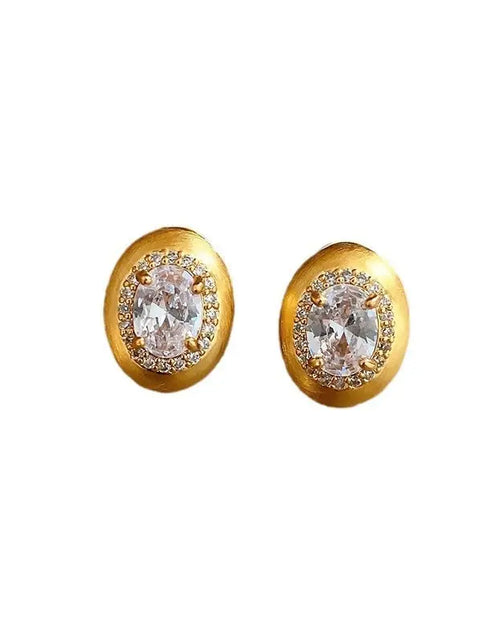 Load image into Gallery viewer, Simple Gold Brushed Zircon Stud Earrings For Women 2668south
