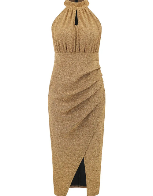 Load image into Gallery viewer, Slit Ruched Mock Neck Sleeveless Dress 2668south
