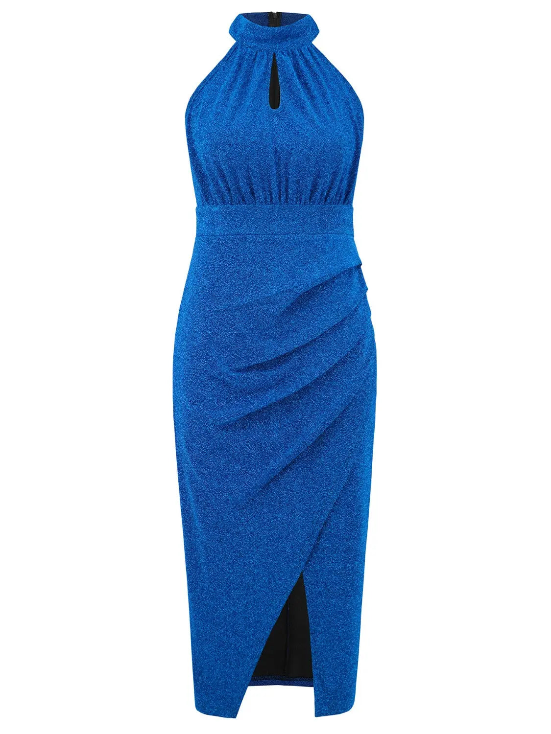 Slit Ruched Mock Neck Sleeveless Dress 2668south