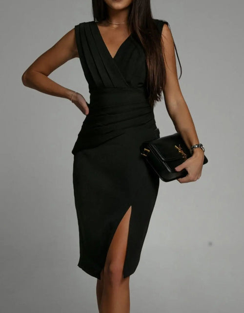 Load image into Gallery viewer, Slit Ruched Surplice Tank Dress 2668south
