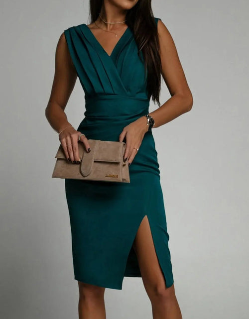 Load image into Gallery viewer, Slit Ruched Surplice Tank Dress 2668south
