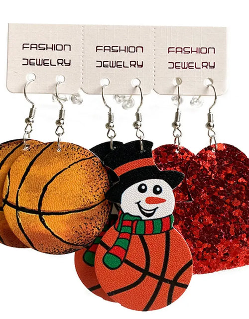 Load image into Gallery viewer, Snowman, Ball, and Heart Earrings Set 2668south
