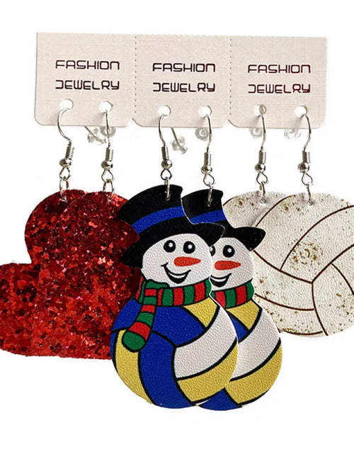 Load image into Gallery viewer, Snowman, Ball, and Heart Earrings Set 2668south
