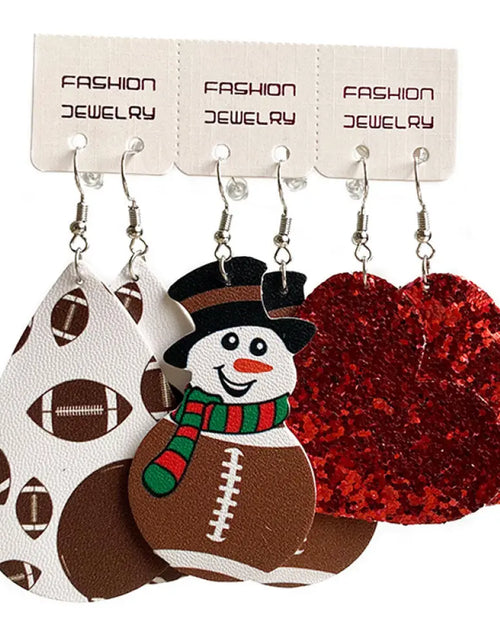 Load image into Gallery viewer, Snowman, Ball, and Heart Earrings Set 2668south
