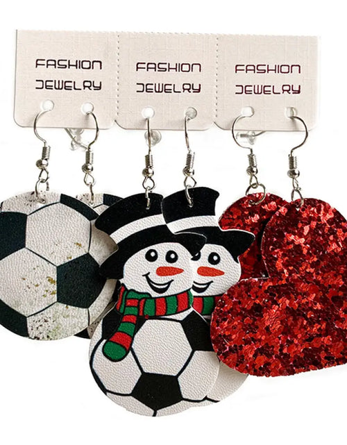 Load image into Gallery viewer, Snowman, Ball, and Heart Earrings Set 2668south
