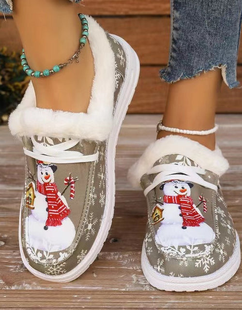 Load image into Gallery viewer, Snowman Print Round Toe Slip-Ons 2668south
