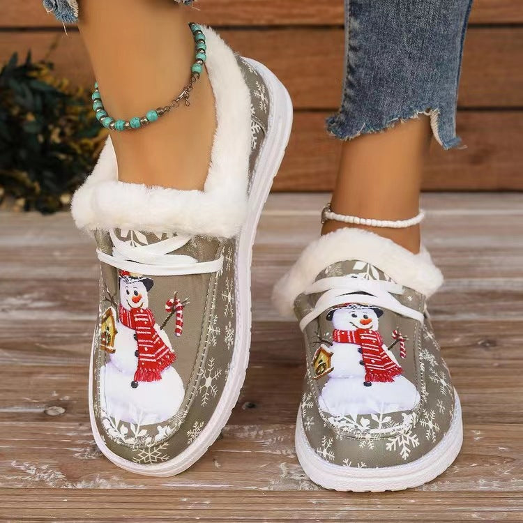 Snowman Print Round Toe Slip-Ons 2668south