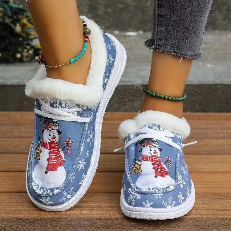 Snowman Print Round Toe Slip-Ons 2668south