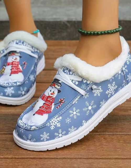 Load image into Gallery viewer, Snowman Print Round Toe Slip-Ons 2668south
