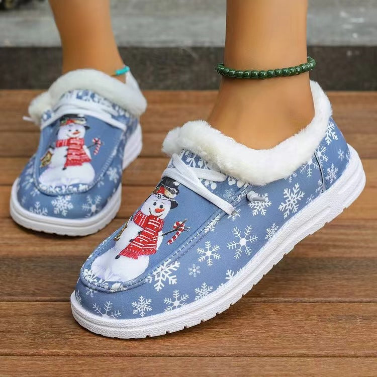 Snowman Print Round Toe Slip-Ons 2668south