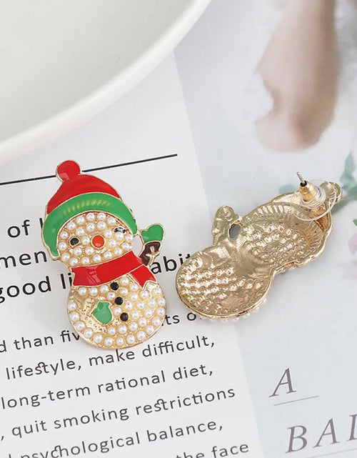 Load image into Gallery viewer, Snowman Rhinestone Alloy Earrings 2668south
