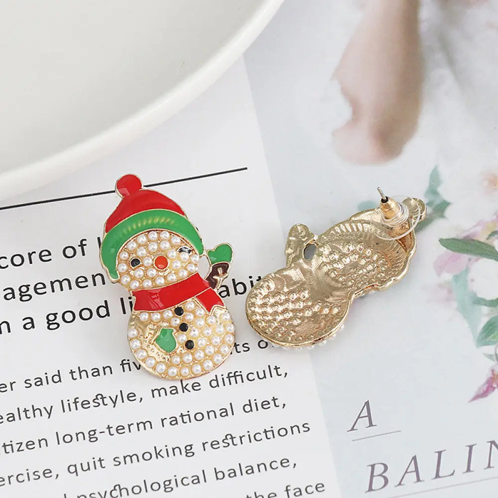 Snowman Rhinestone Alloy Earrings 2668south