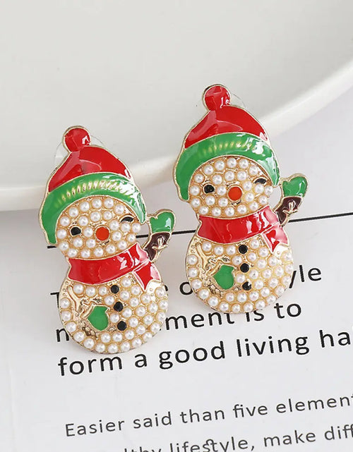 Load image into Gallery viewer, Snowman Rhinestone Alloy Earrings 2668south
