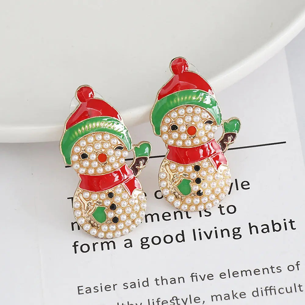 Snowman Rhinestone Alloy Earrings 2668south