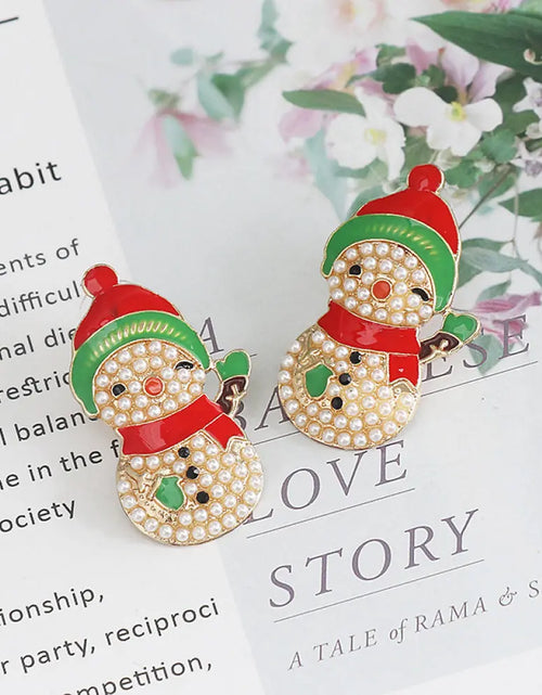 Load image into Gallery viewer, Snowman Rhinestone Alloy Earrings 2668south
